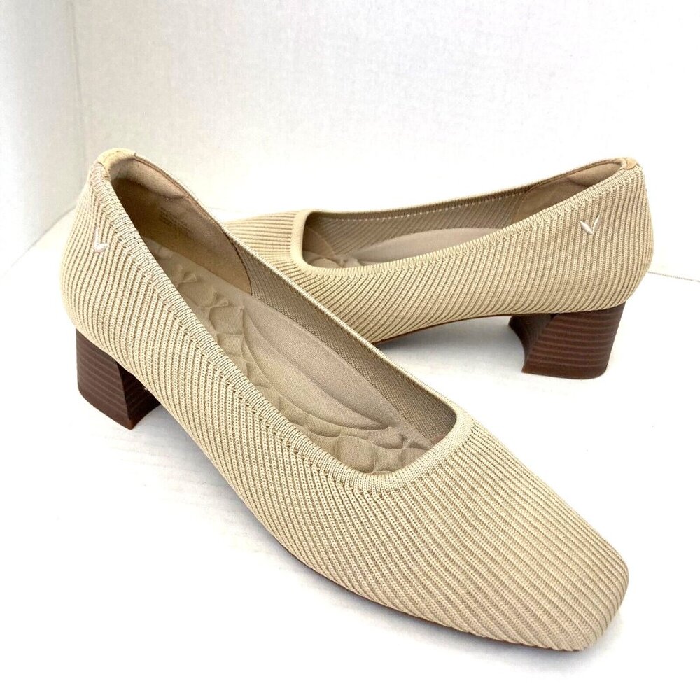VIVAIA Melody Pro Square Toe Pumps Chunky Heels 41.5 (10) Slip On Beige Comfort